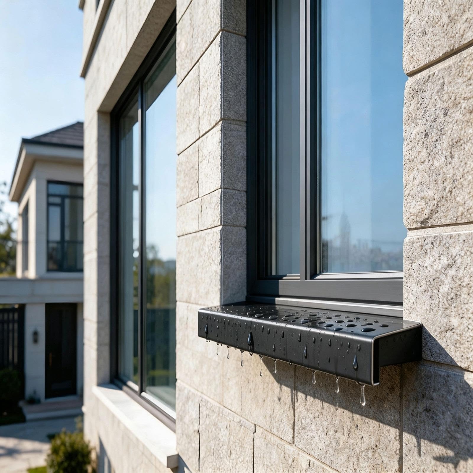 Alféizar Exterior de Aluminio con Goterón y Pendiente 18°