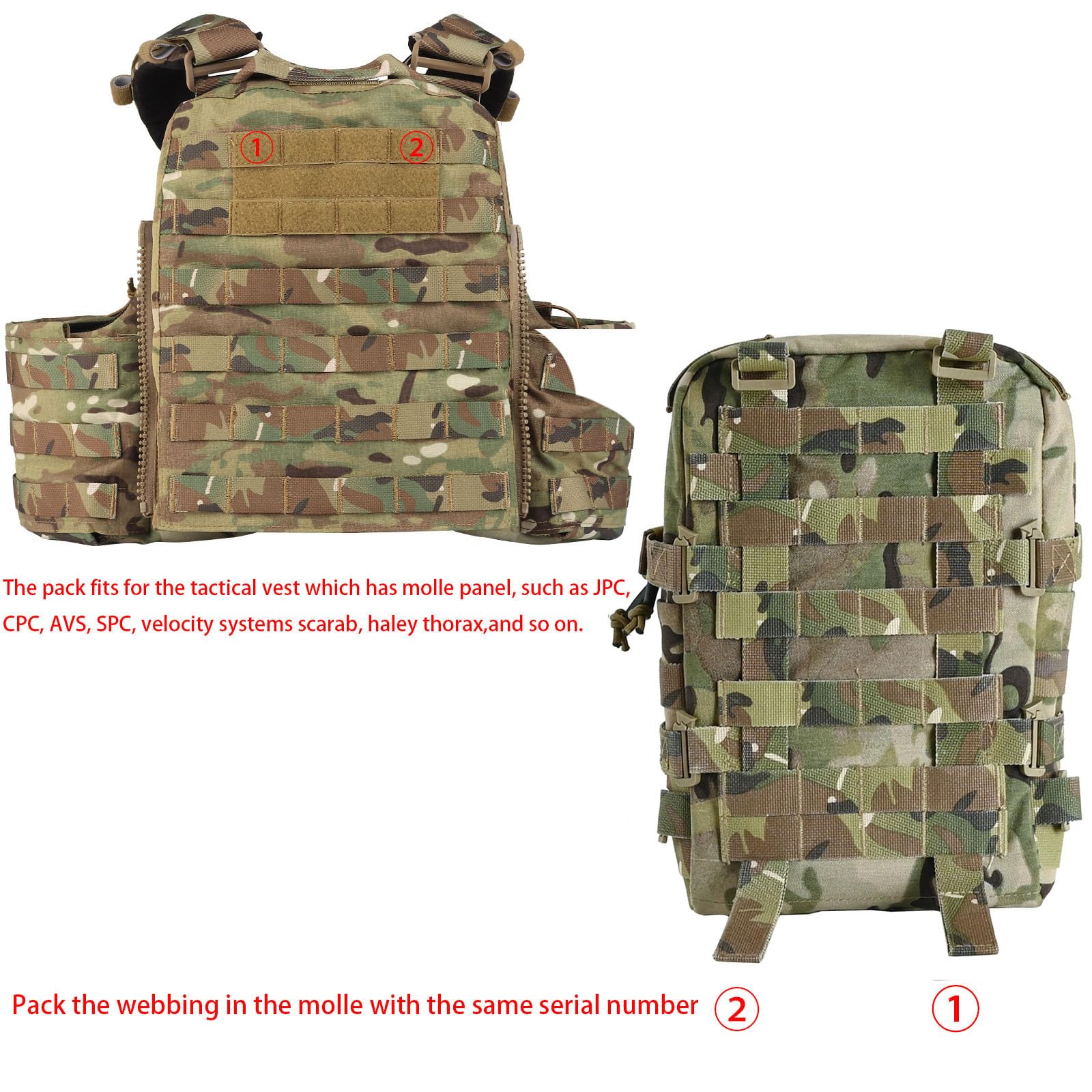 Paquete de hidratación táctico Mini Molle, portador de hidratación Molle con bolsa IFAK, bandera de Estados Unidos y parche Med, Hydropack para bolsa de agua de 2 litros
