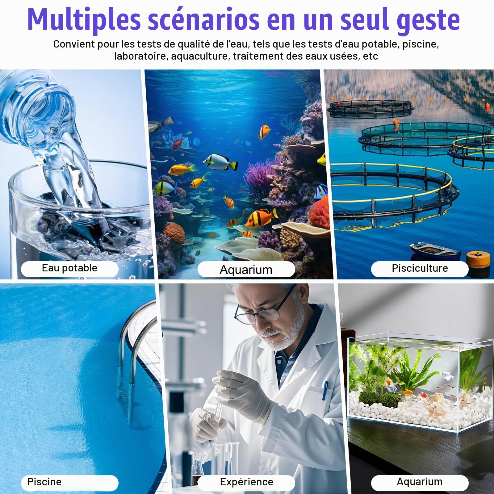 OBEST Testeur de Qualité de l'eau, pH/TDS/EC/Sel/Temp Testeur eau 5 en 1