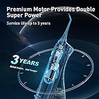 Vista 7 de COSLUS Hilo Dental de Agua: Irrigador Oral Portátil Inalámbrico 300ML Recargable Limpiador de Viaje IPX7 Impermeable Máquina de Hilo Dental