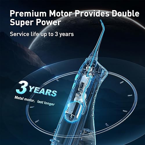 Miniatura 7 de COSLUS Hilo Dental de Agua: Irrigador Oral Portátil Inalámbrico 300ML Recargable Limpiador de Viaje IPX7 Impermeable Máquina de Hilo Dental