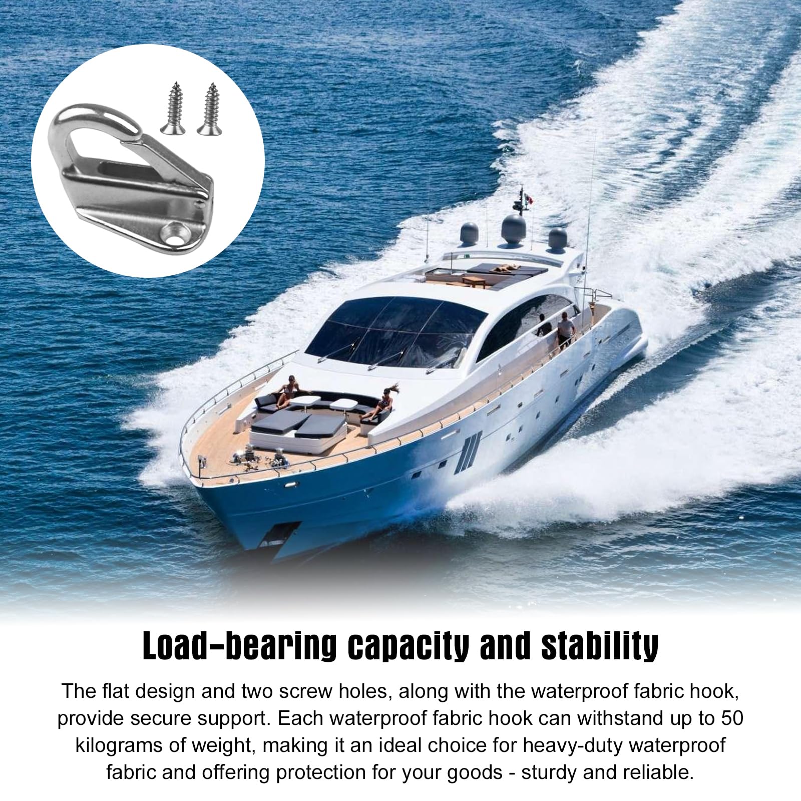 10PCS Planenhaken Anhänger, Planenbefestigung AnhäNger, Planenhaken Netzhaken Edelstahl Anhänger Haken mit 20 Schrauben, Metall Netzhaken Bootshaken für Plane & Anhängernetz Yachtzubehör