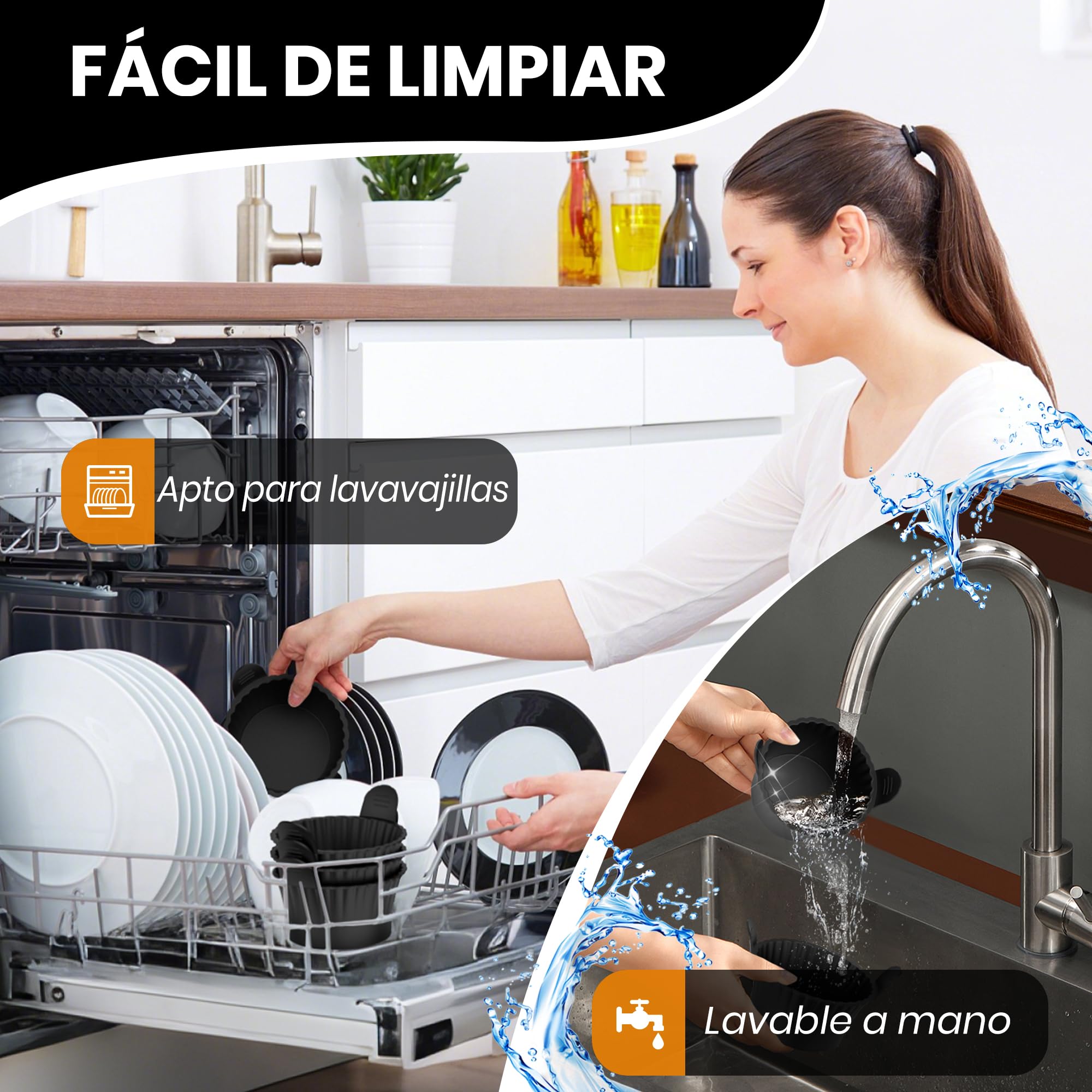 8 Piezas Molde Muffins Silicona, Moldes Silicona Freidora aire Reusable Non-Stick y Sin BPA, Molde Magdalenas Air Fryer Apto para Magdalenas, Pasteles, Huevos y Pudines