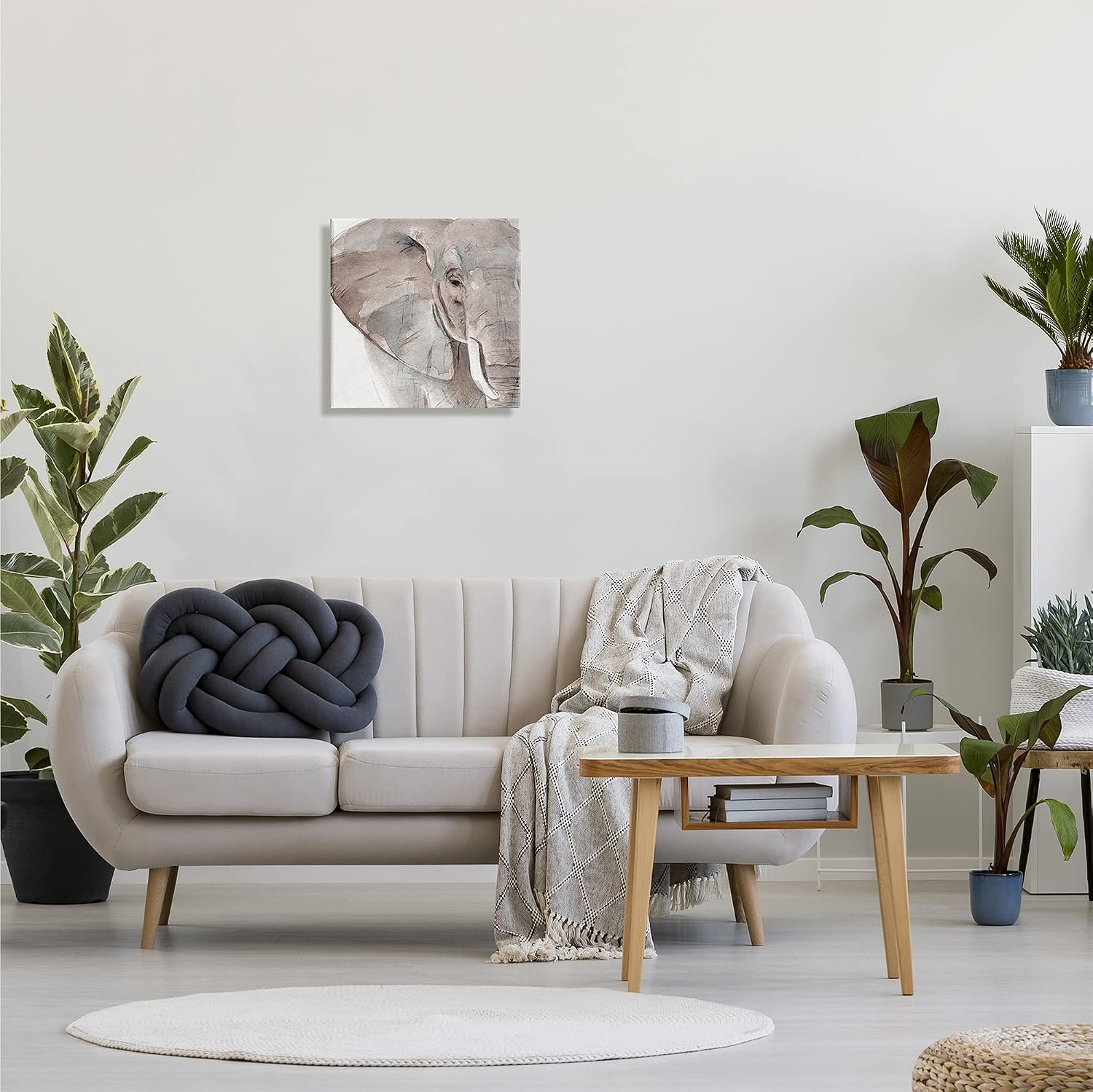 Stupell Industries Elephant Ear Animal Portrait Small Husks Grey Wrinkles, Design by Annie Warren Canvas Wall Art, 17 x 17