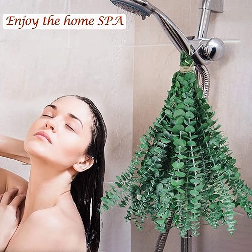Miniatura 3 de 10 tallos de eucalipto secos para ducha de 17 pulgadas, tallos de eucalipto colgantes naturales reales, ramas de hojas frescas reales para relleno