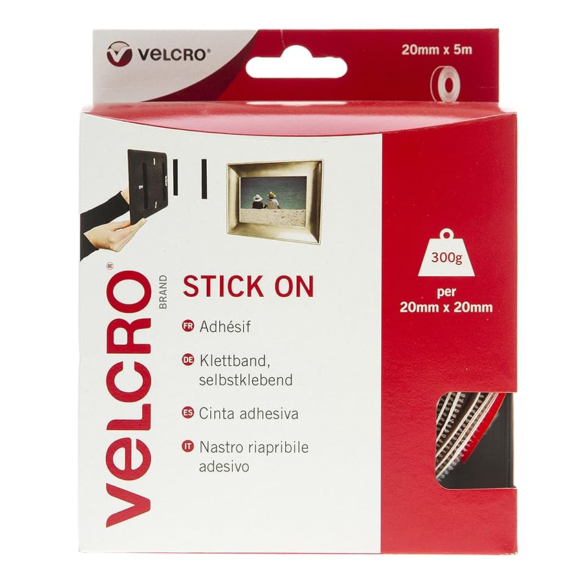 VELCRO Brand Nastro riapribile adesivo 20mmm x 5m Bianco