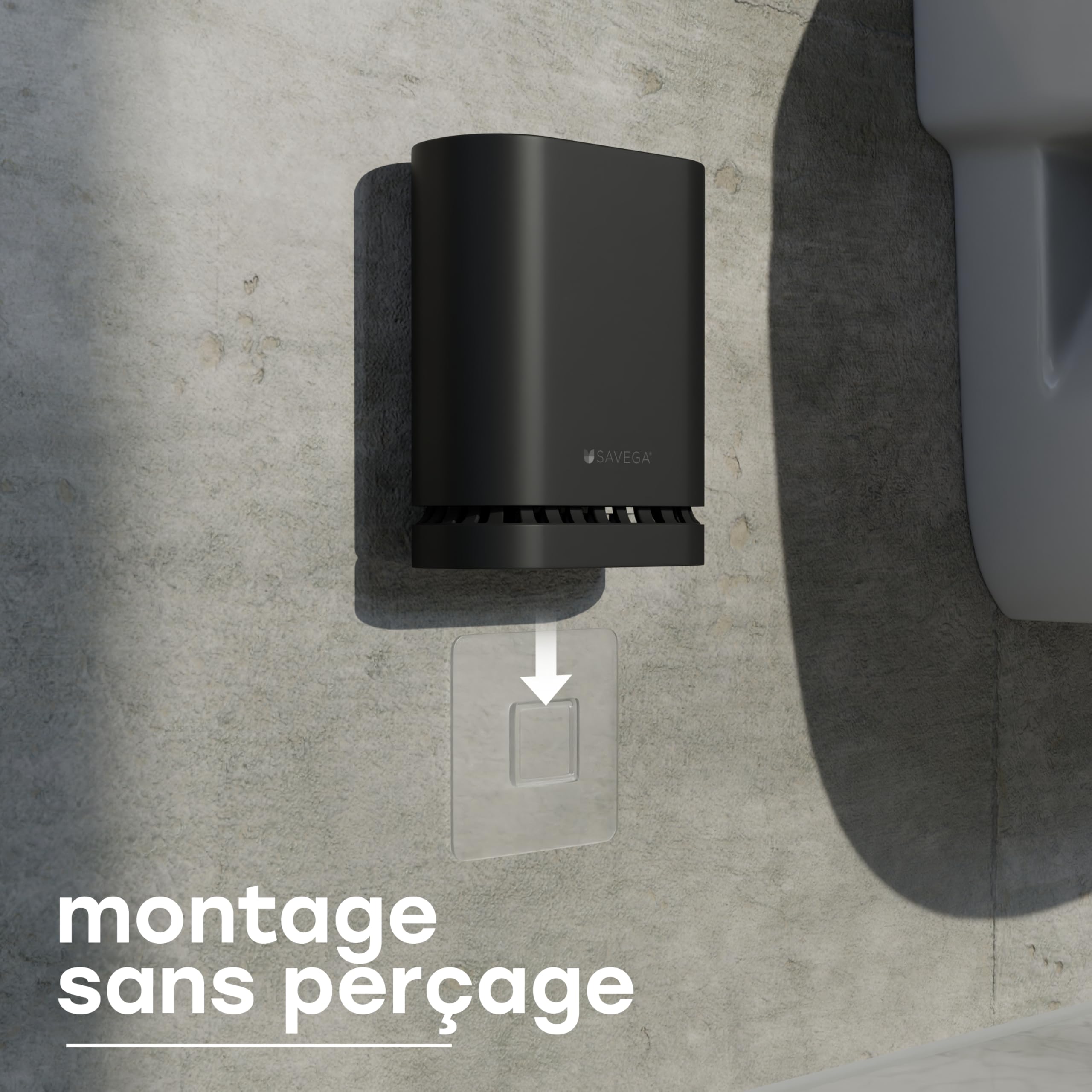 SAVEGA Brosse WC en Silicone - Brosse Toilettes pour Montage Mural - Balai WC sans perçage (Noir)