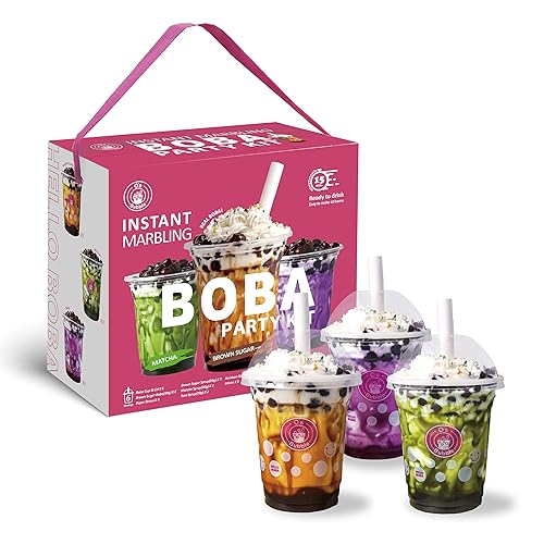 O's Bubble Boba Tea Kit - Bubble Tea Kit - All in One Boba Kit for Boba Tea Lovers - Boba Party Kit for Boba Drinks - Boba Kit for Kids - 6 Servings Includes Cups, Straws, Stirrer (Party Kit Variety Pack Upgrade) - Party Kit Variety Pack Upgrade