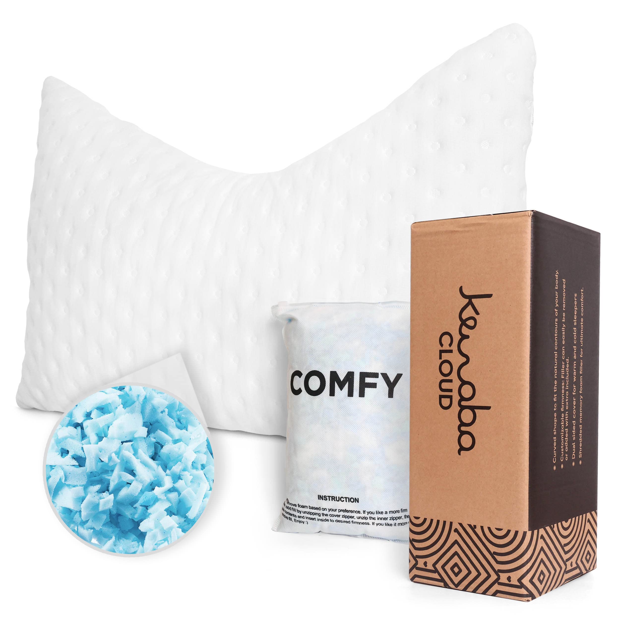 Kewaba Cooling Hypoallergenic Shredded Memory Foam Pillow for Neck