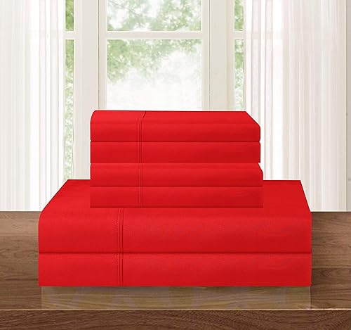 Elegant Comfort - Lujoso juego de ropa de cama suave de 6 piezas estilo Microfibra, calidad prémium hotelera, 1500 hilos, resistente a arrugas y