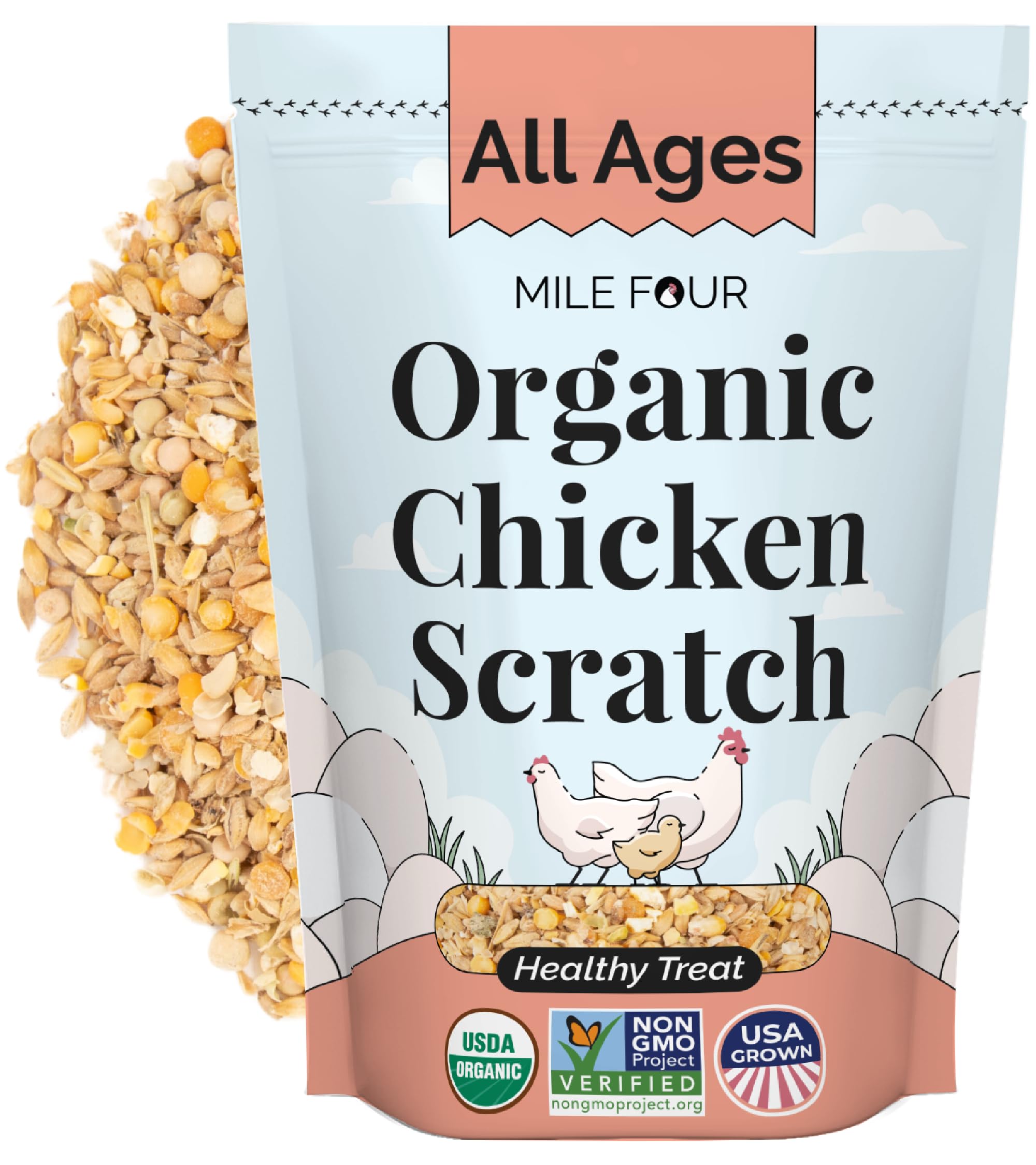 Mile Four Organic Layer Chicken Feed Kit | Feeds 10 Layer (20+ Weeks) Chickens for 4 Weeks | Feed (69 lb), Grit (12 lb), Oyster Shell (16 lb) | Mash