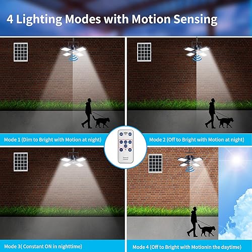 Miniatura 5 de Aqonsie Luz solar para interiores y exteriores, 180 LED, doble cabeza, funciona con energía solar, luces de trabajo diurnas con 5 modos de