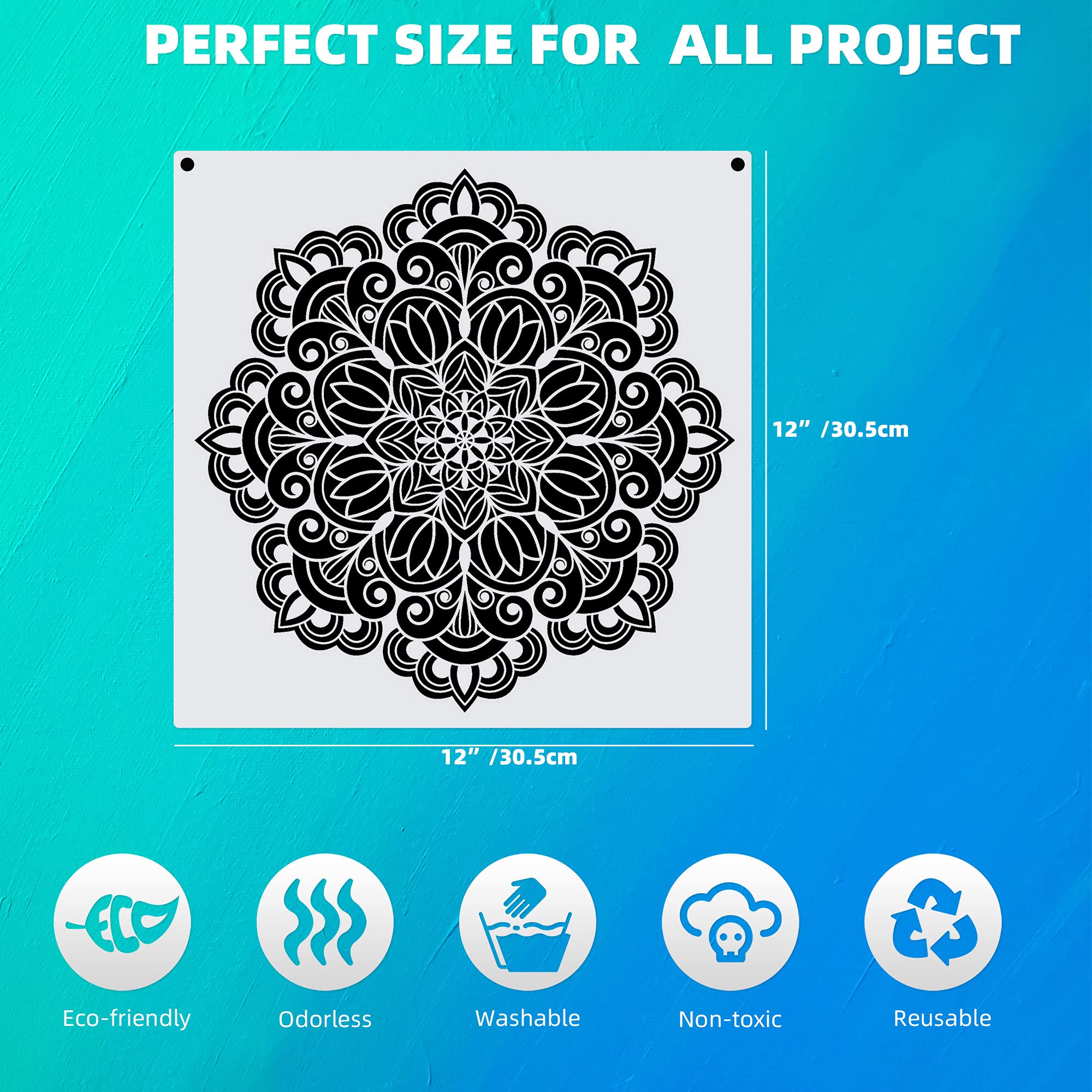 Buy Large (12x12 inch) Mandala Pattern Stencils Painting for Furniture ...