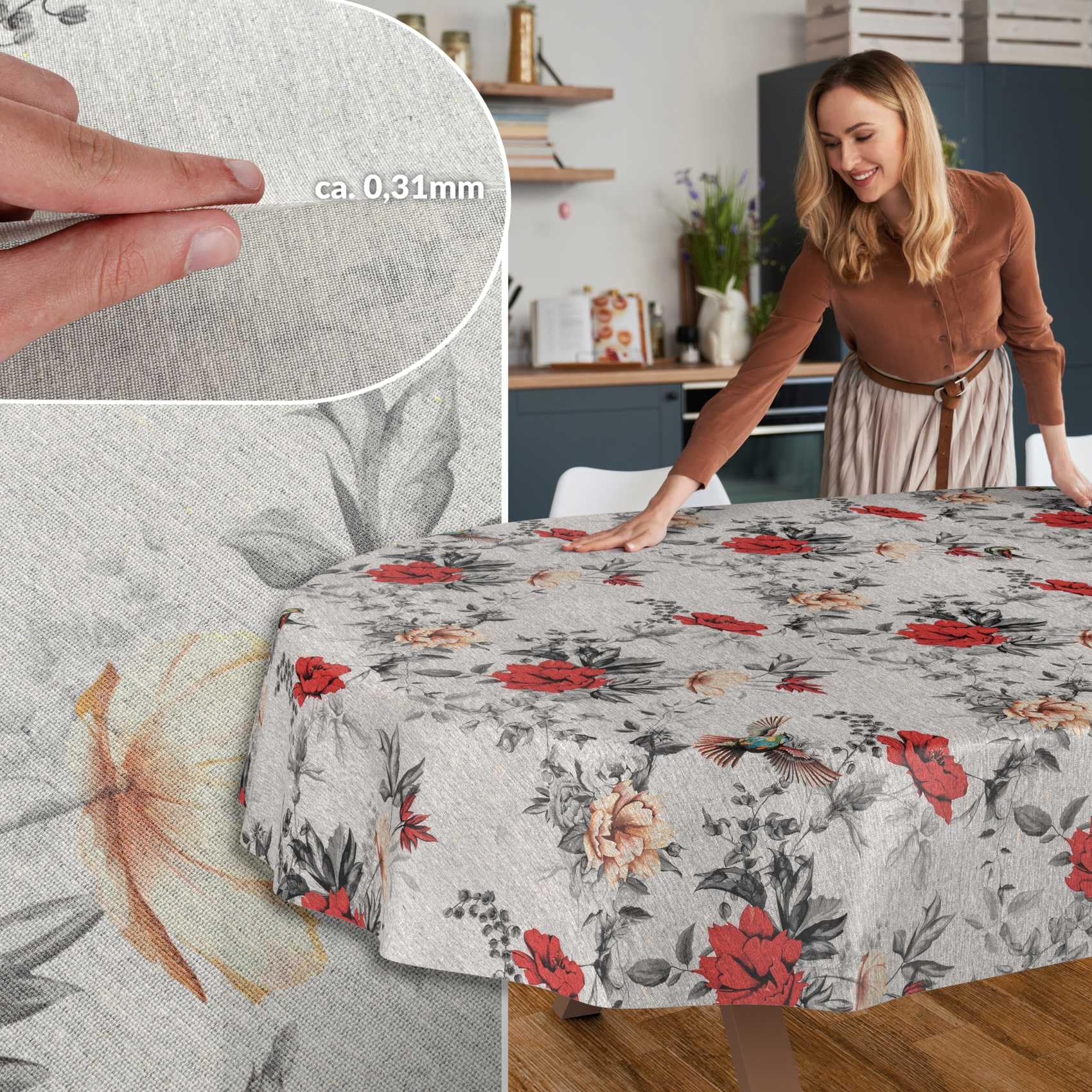 Nappe De Ferme En Coton Et Lin - Nappe De Printemps Ronde En Tissu D'extérieur - Rectangulaire