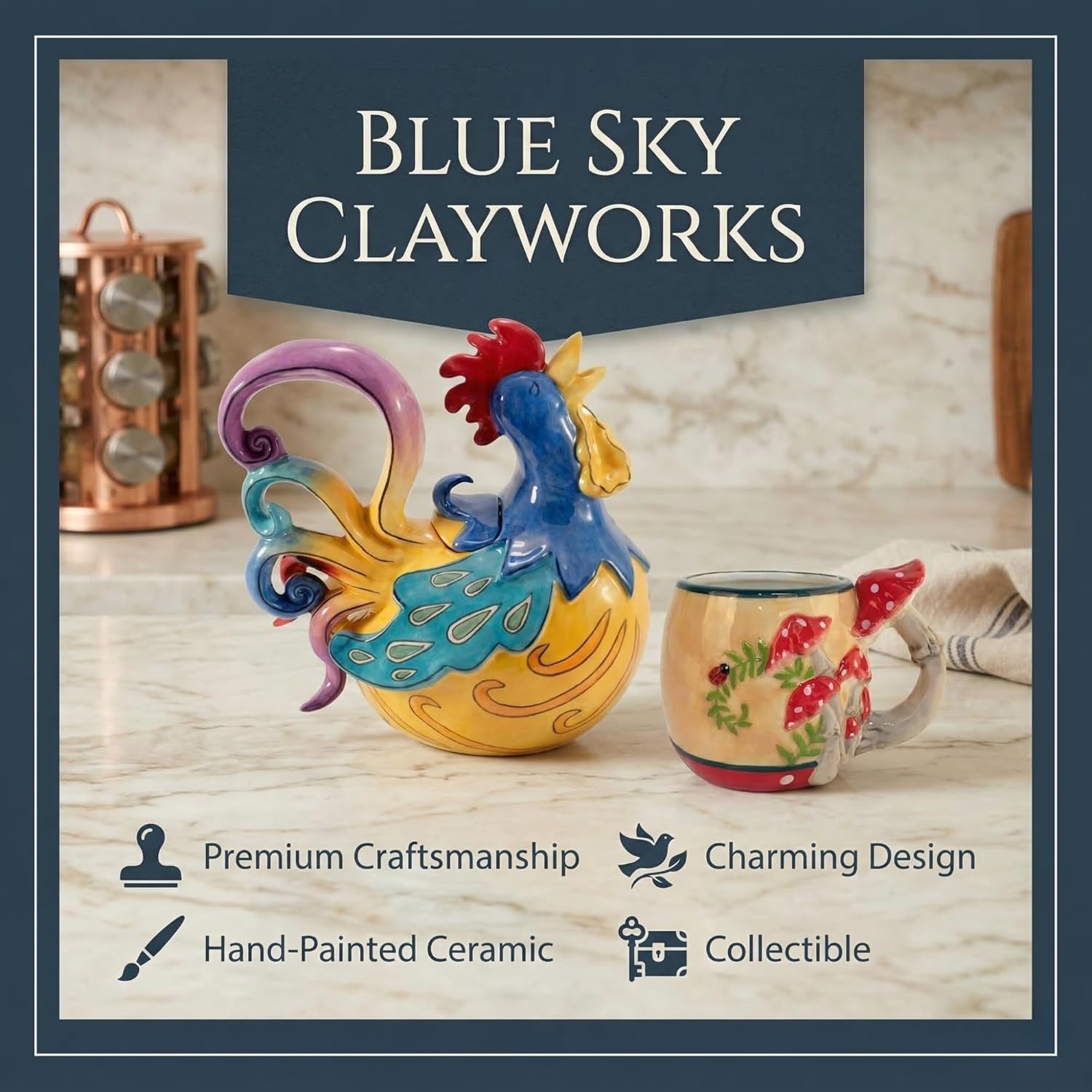 Blue Sky Clayworks Bloom House Candle House, 4.75" L x 4.75" W x 9" H