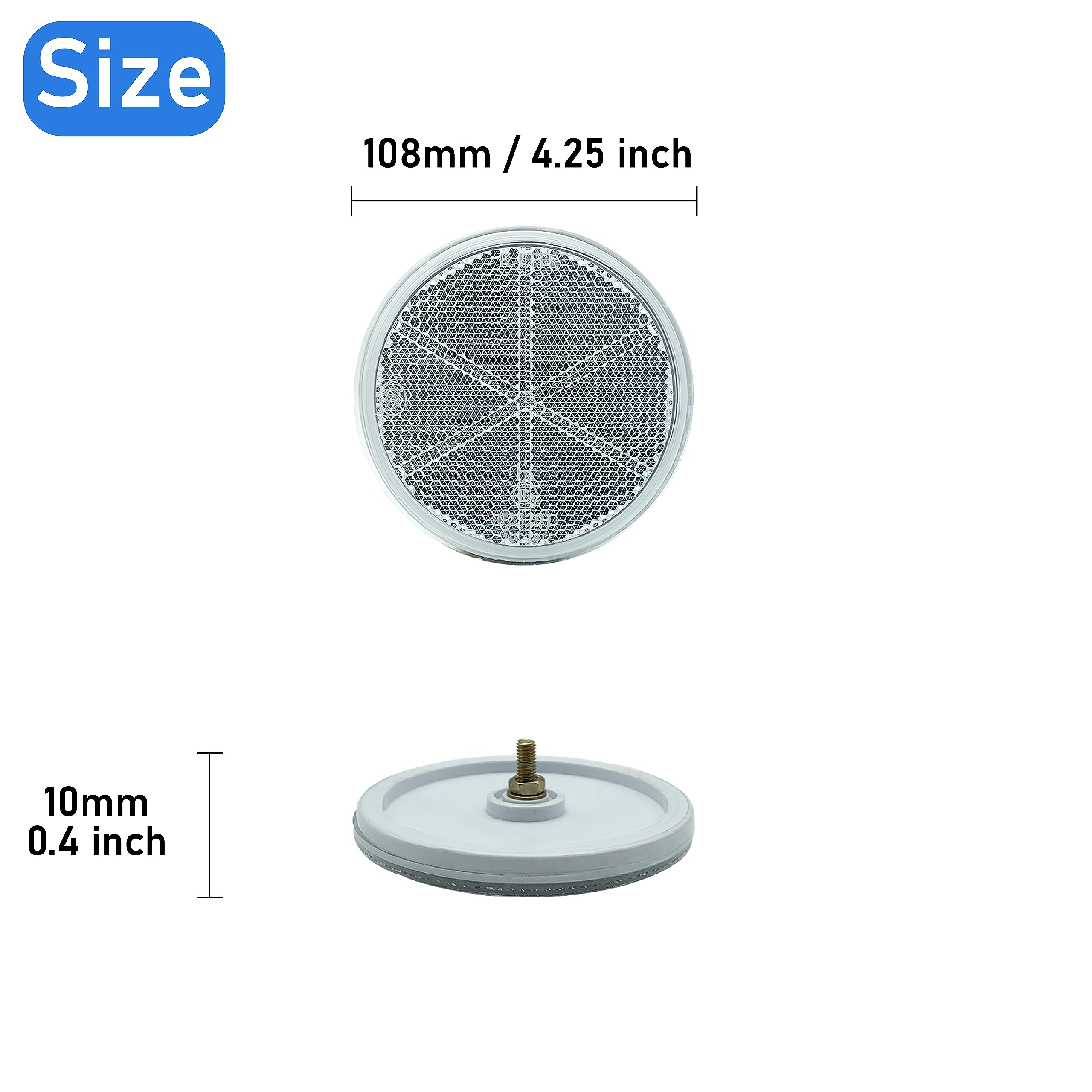 Reflector round 108mm Safety Waterproof Screw on for driveway mailbox trees, White, ¦µ108mm - Image 4