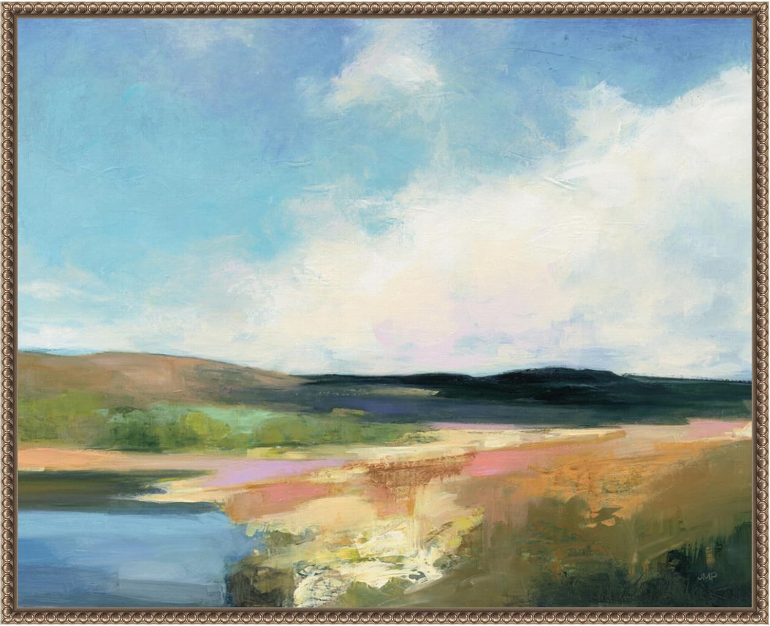 Amanti Art Framed Canvas Wall Art 23x28 Dawn by the Water Crop by Julia Purinton, Framed Wall Art Canvas, Abstract Artwork, Modern Decor, Medium Poster Painting for Living Room, Bedroom, Bathroom,