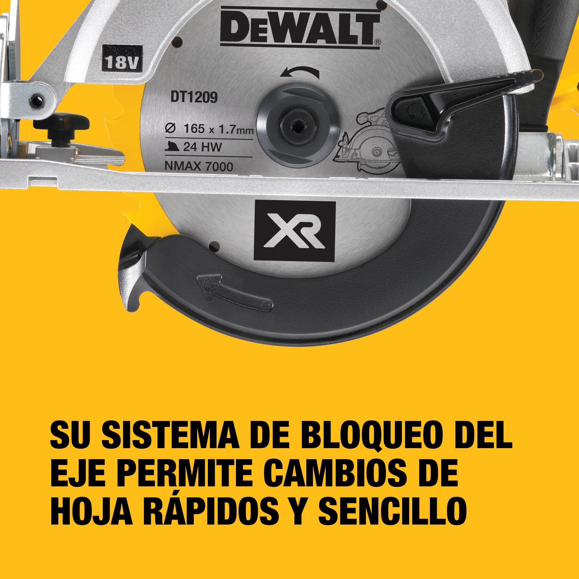 DEWALT Sierra Circular XR 18V, 460W, Disco de 165 mm, Profundidad de Corte Max. 55 mm, Velocidad 5150 rpm, Empuñadura Ergonómica, Incluye Maletín TSTAK, Sin Batería ni Cargador, DCS391NT-XJ