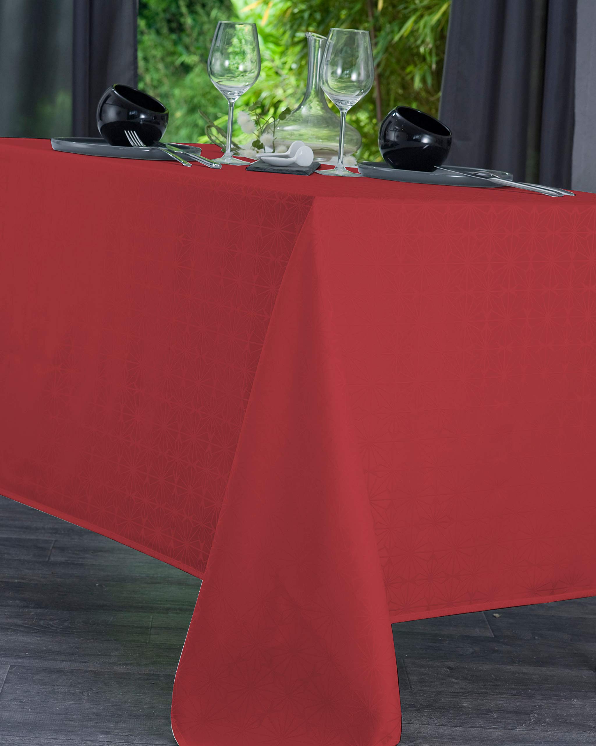 Nydel Venezia Heavy Duty Damask Tablecloth Square 160 x 160 cm, Red, 63 x 63 inch (Square)