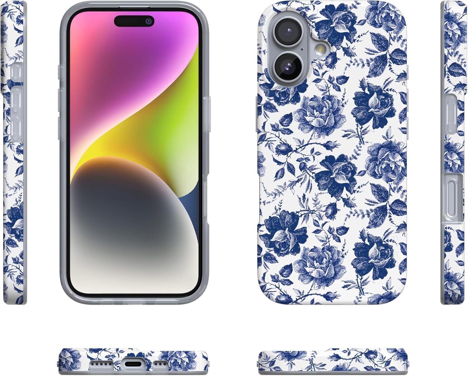 Casely iPhone 17 Case | Rose to Fame | Blue & White Floral | Compatible with MagSafe | Classic Ultra Slim Design