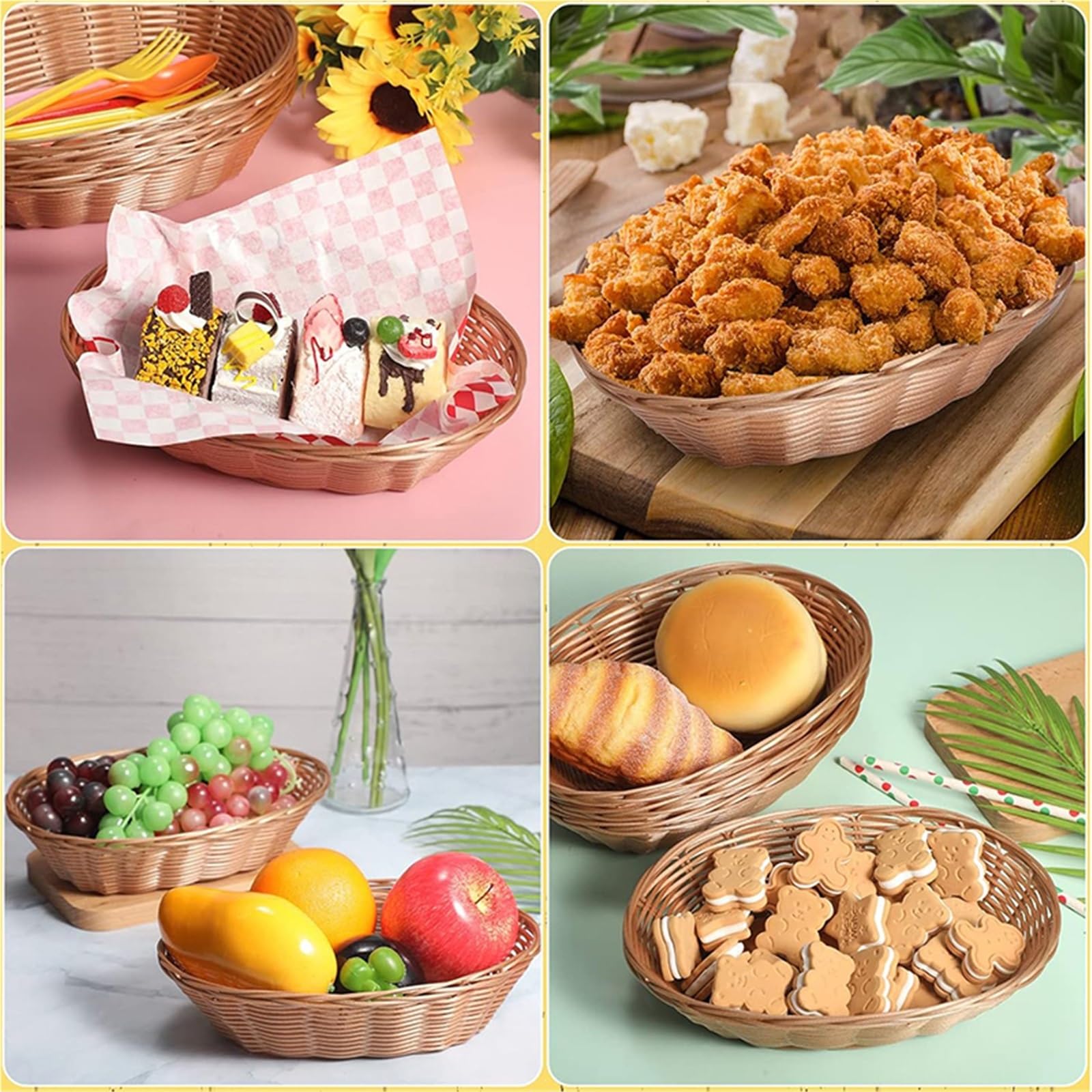 8/20Pcs Wicker Bread Baskets, Handwoven Oval Basket, Tabletop Fruit Vegetables Food Serving Basket for Home Kitchen pour l'organisation de la Maison(5.5 * 16.5 * 21.5cm-20Pcs)