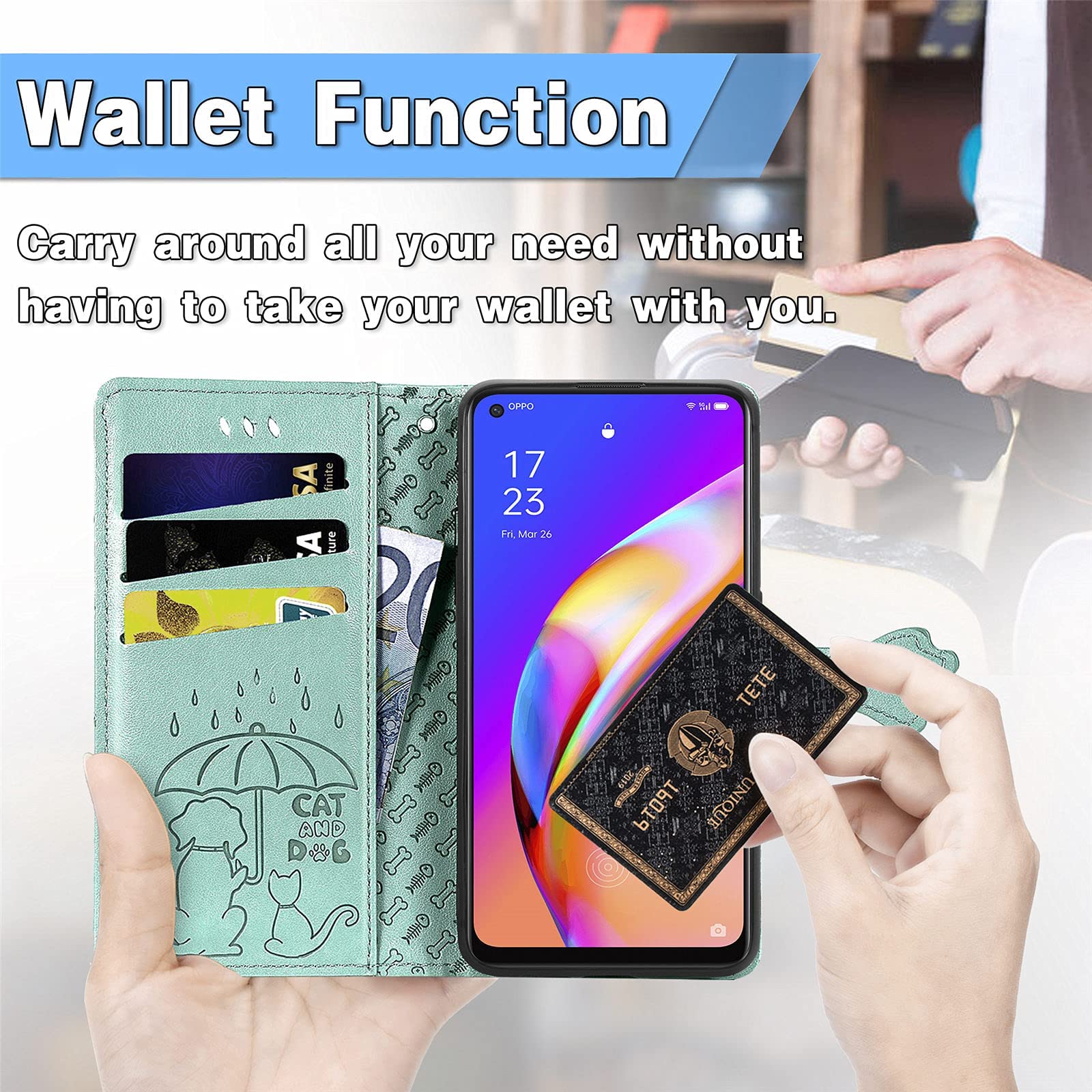 EuoDuo Compatibile con OPPO A94 5G Cover Libro Pelle PU