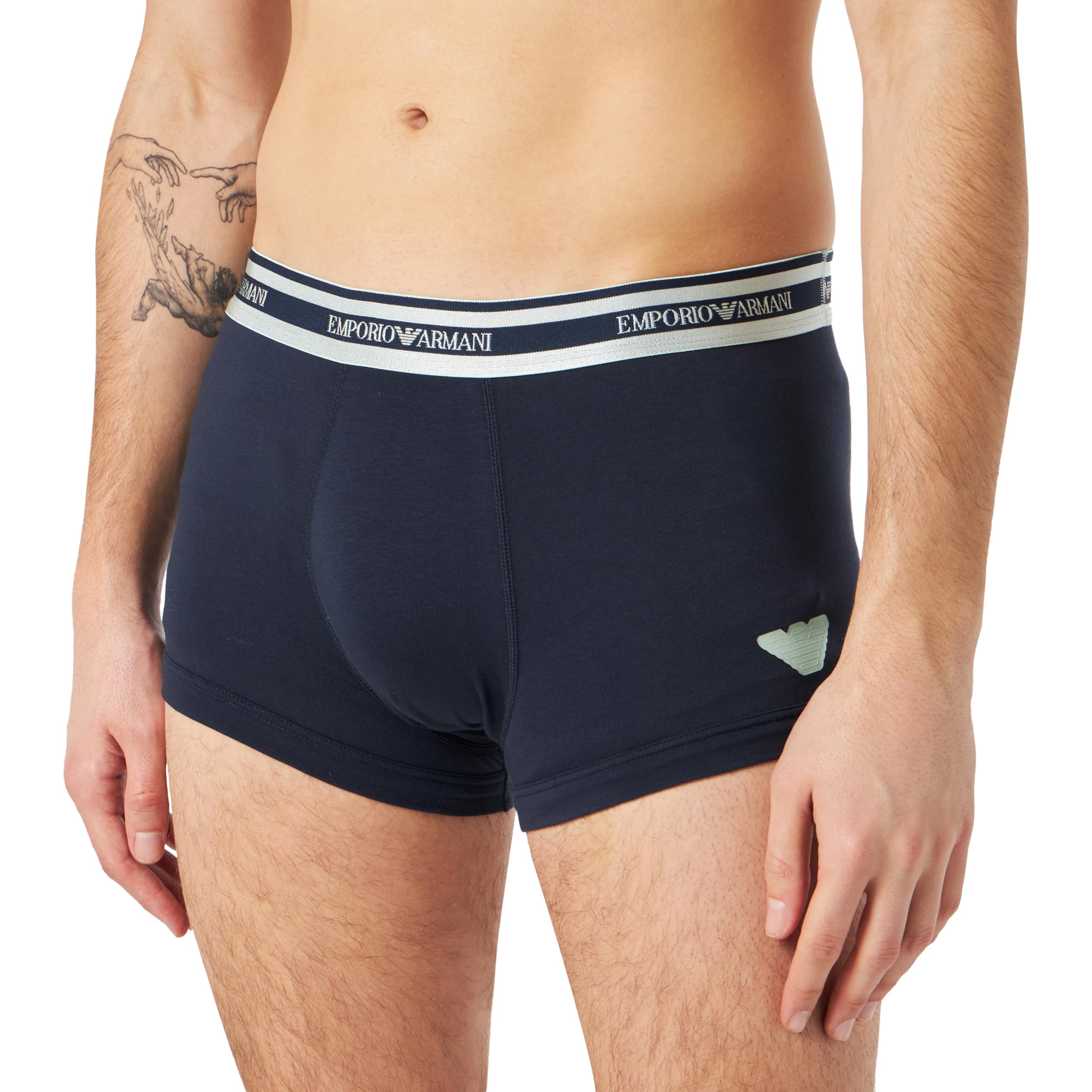Emporio Armani Men's Stretch Cotton Shiny Logoband Trunk, Marine, M