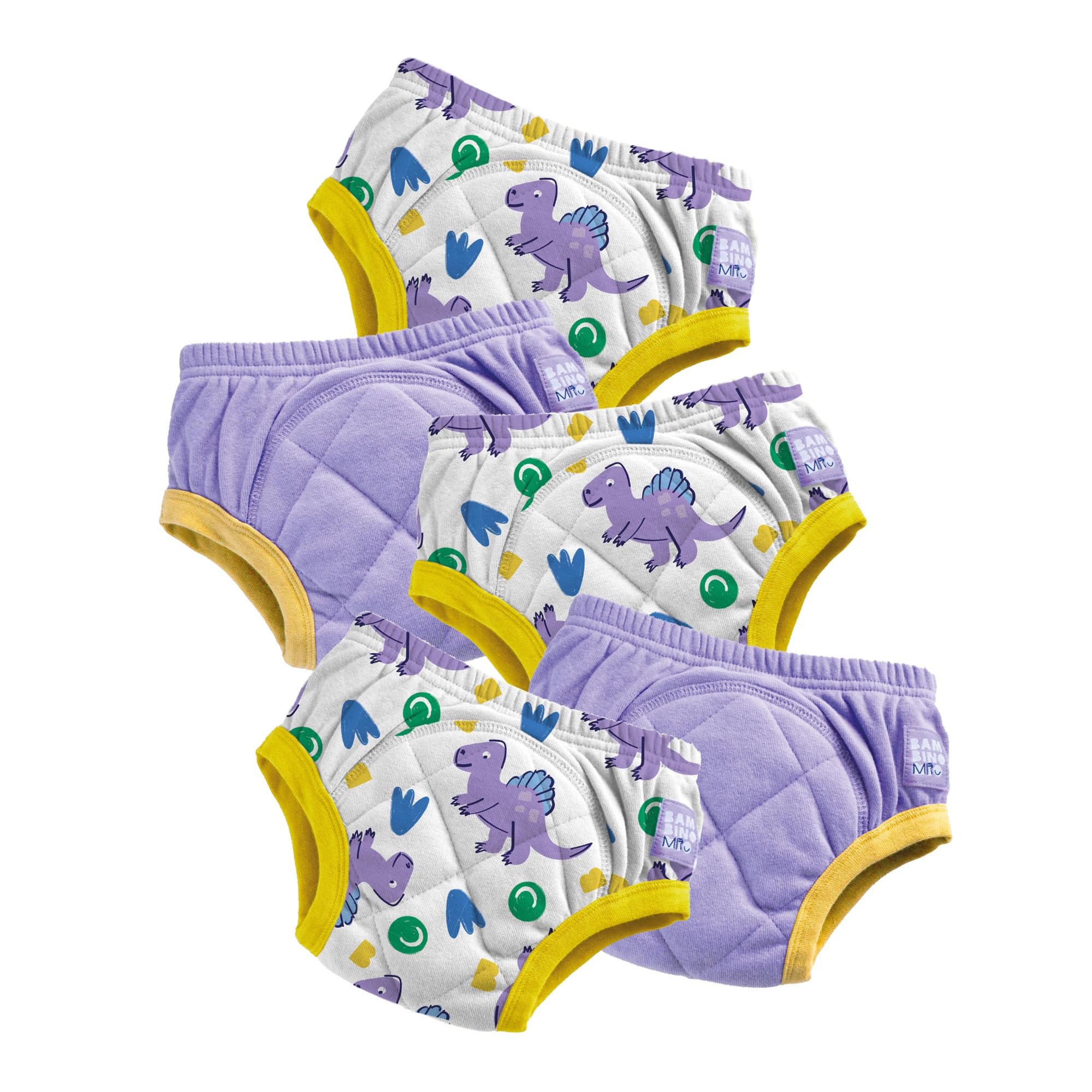 Bambino Mio (5 Pack) Potty Training Pants for Toddlers Reusable Cloth Training Underwear, 3-4 Years - Violet Dinos - Baby and Toddler, Boys and Girls - Improved
