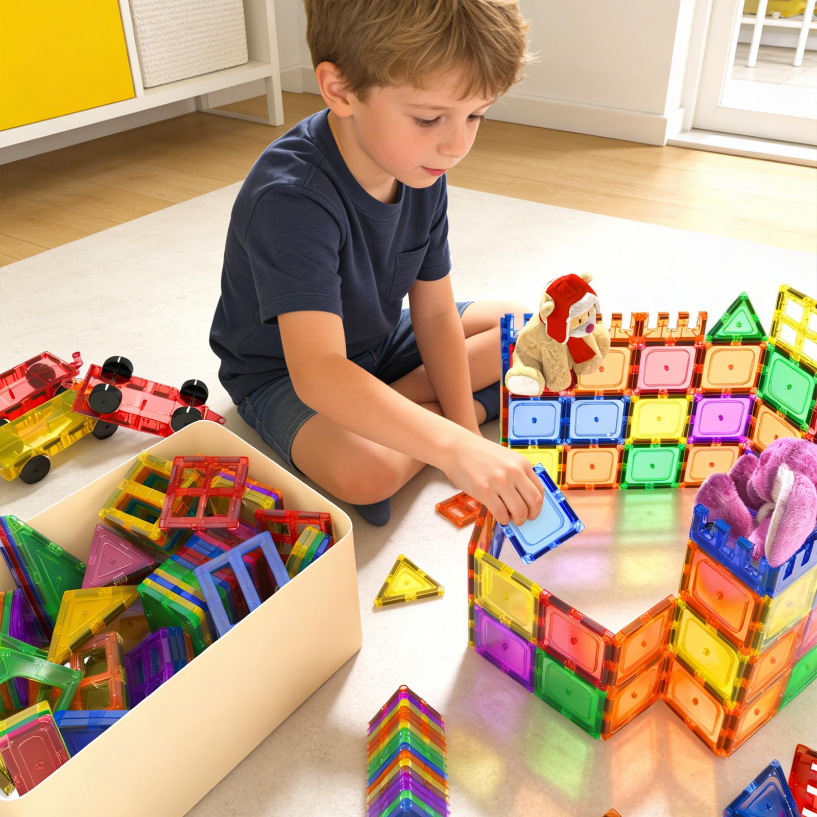 Piastrelle magnetiche Giocattoli per bambini Giocattoli magneti per il bambino Blocchi magnetici Giocattoli da costruzione Giocattoli Montessori per ragazzi e ragazze di 3+ anni
