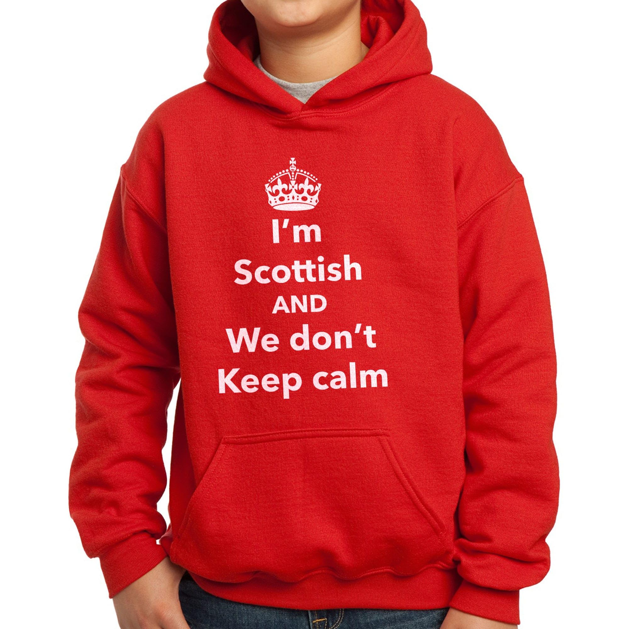 Nutees Girls Red I'm Scottish And We Don't Keep Calm, Scotland Kids Hoodie (Red), 14 Years