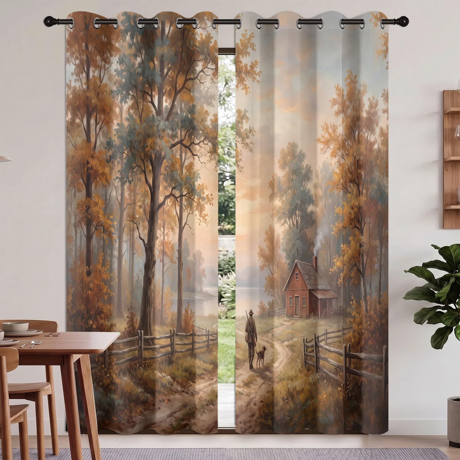 Vintage Ländlicher Vorhänge Verdunkelungsvorhang H245 x B100 cm 2er Set