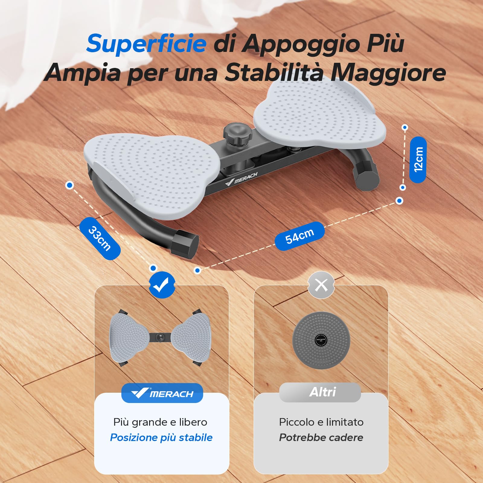 MERACH Twist Waist Board, Waist Whisper con 2 Fasce Elastiche, Pedana Rotante Allenamento Dimagrante per Core e Vita, Portata Massima 136 kg per Fitness