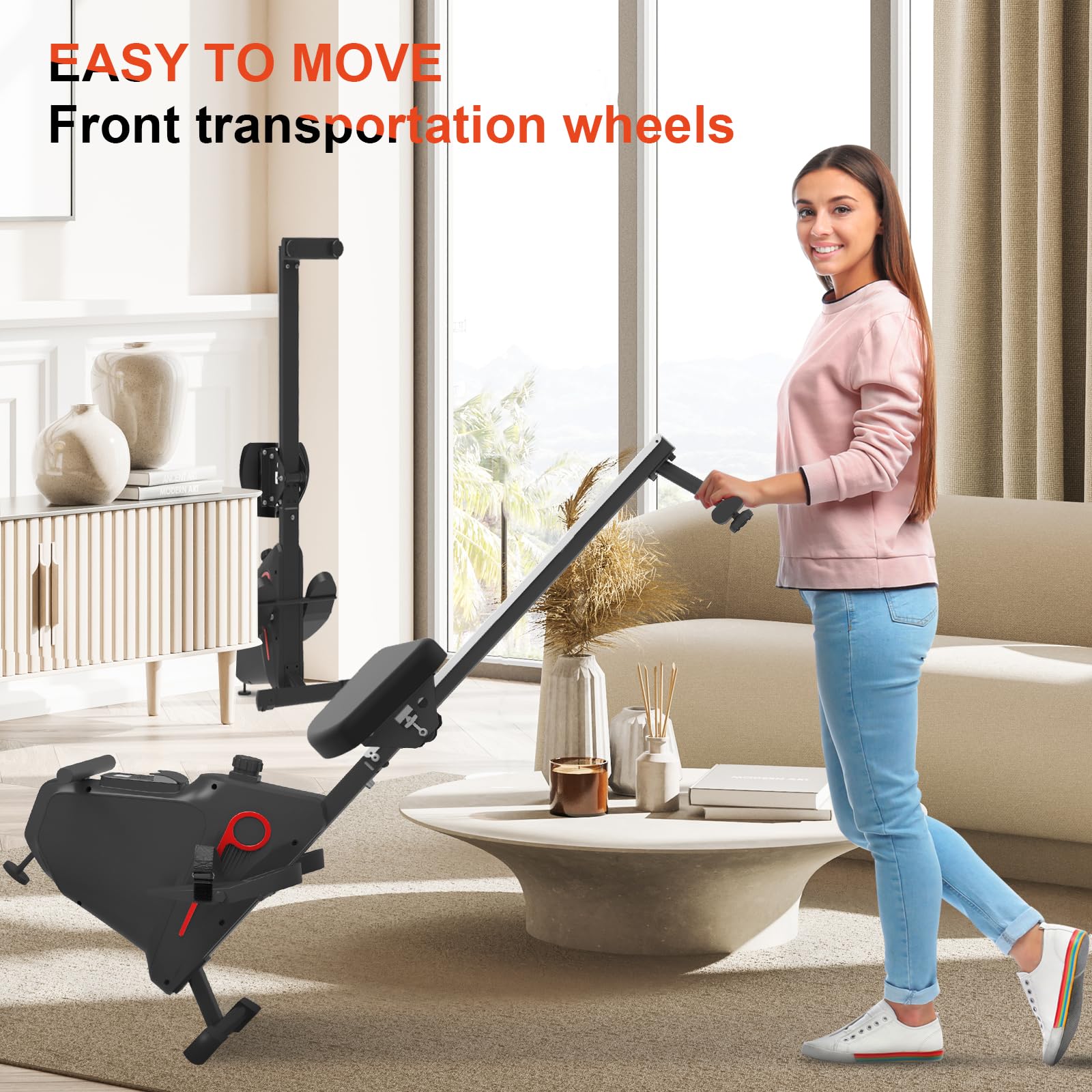 Vogatore Neezee con 16 livelli di resistenza magnetica, Vogatore per la casa, Vogatore Professionale per Casa, monitor LCD, Vogatore super silenzioso, design salvaspazio
