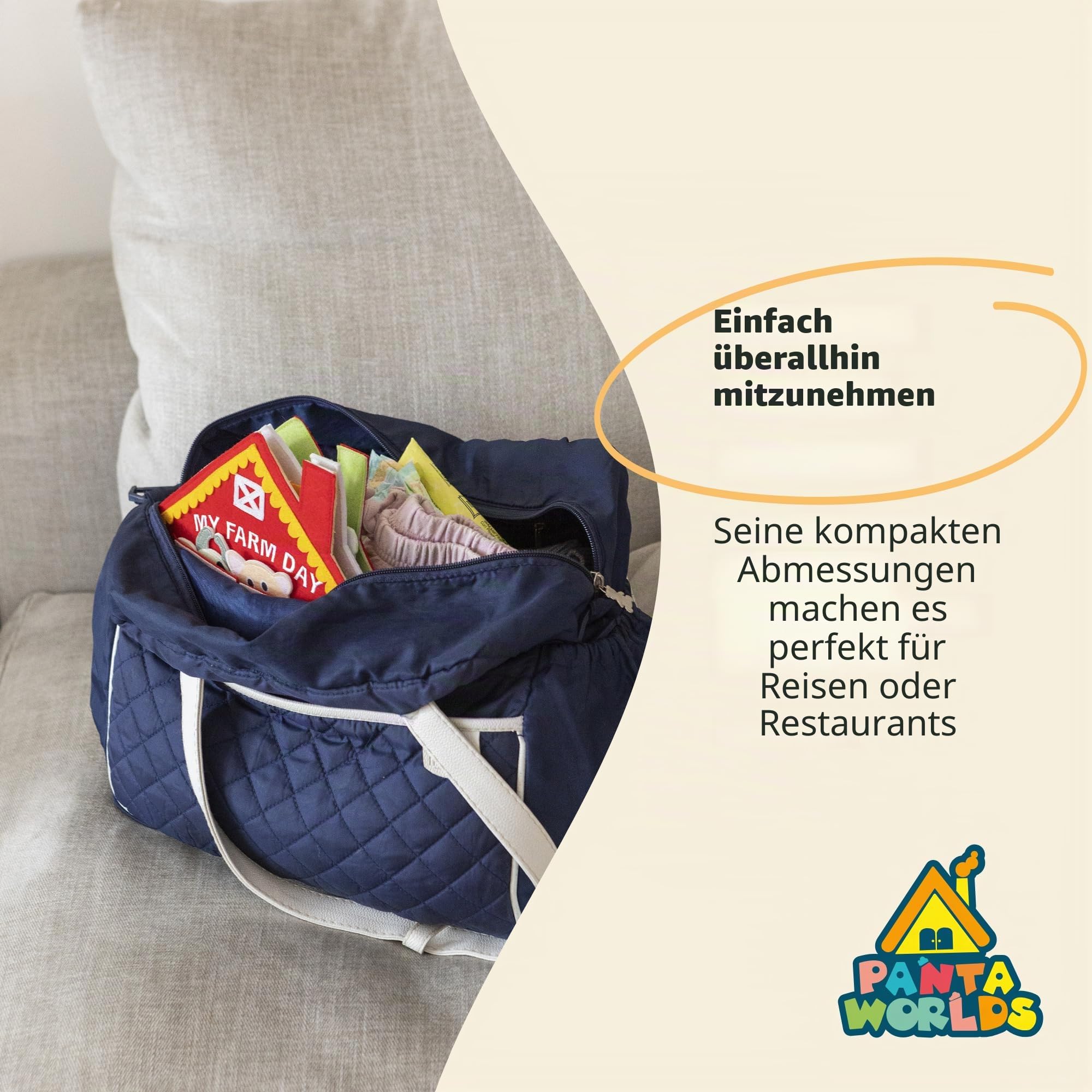 PANTAWORLDS® | Quiet Book | Pädagogisches Sensorisches Stoffbuch | Montessori Spielzeug ab 1 Jahr | Kinderspiel | Busy Book | Busy Board | CE-Zertifikat (My Blue Ocean, Einzelstück)