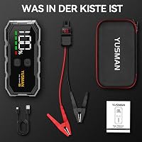 YUSMAN 6000A Autós Bikázó Powerbank 21800mAh - 12V Indításrásegítő Minden Autóhoz, LCD Kijelzővel, 4 LED Világítási Móddal és Gyorstöltéssel 7