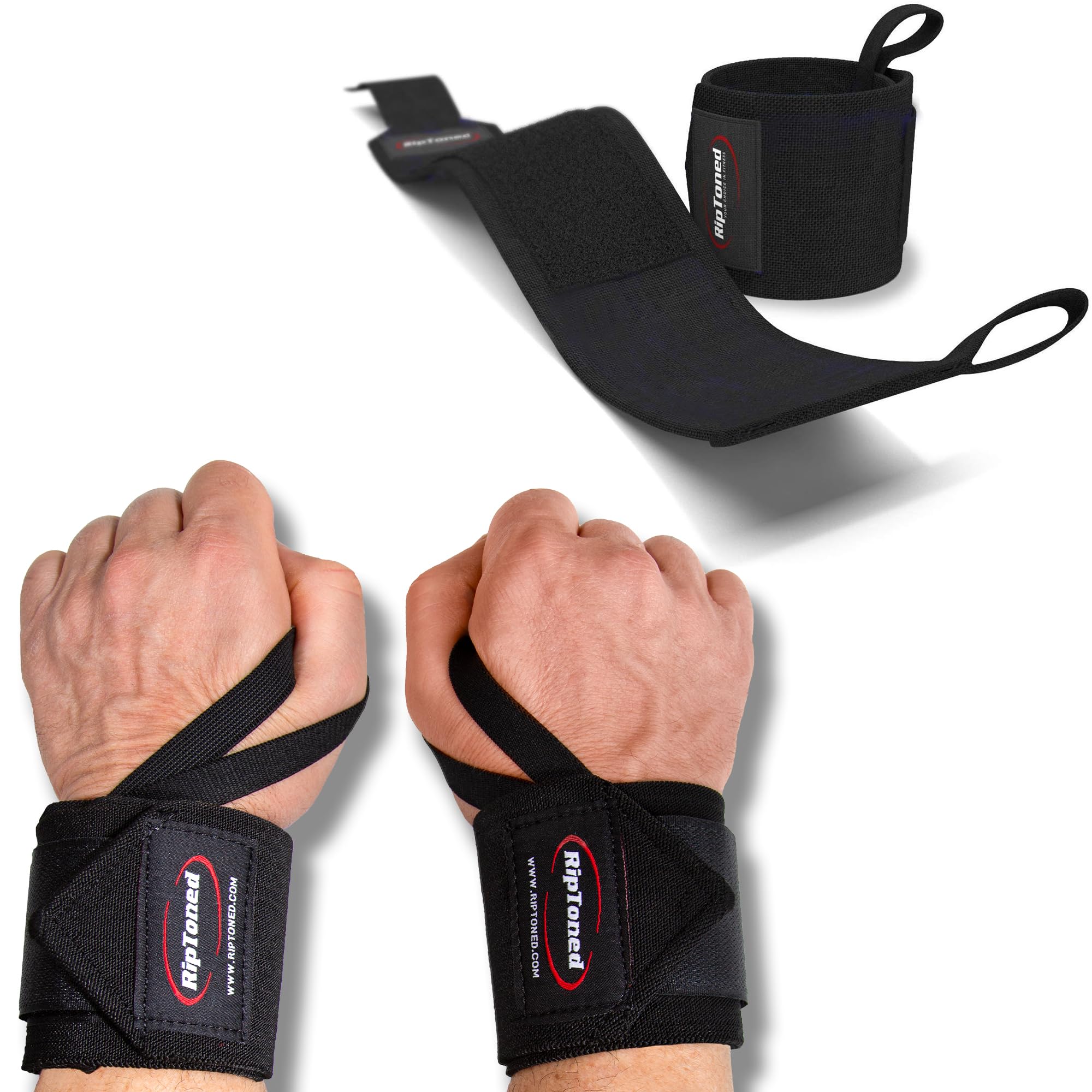Rip Toned Wrist Wraps for Weightlifting – USPA & USAPL Approved 18" Wrist Straps for Powerlifting – Adjustable, Durable Gym Wraps with Thumb Loop – Quality Support for Men & Women
