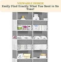 Vista 5 de Over The Door Organizer, 5-Tier Extra Large Behind Door Storage with 10 Big Front & 10 Mesh Pockets, 80lb Capacity, Hanging Storage Organizer with