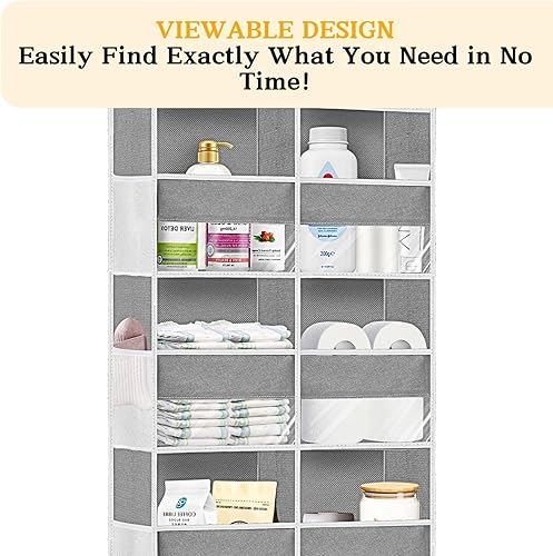 Miniatura 5 de Organizador para colocar sobre la puerta, 5 niveles extra grande detrás de la puerta con 10 bolsillos delanteros grandes y 10 bolsillos de malla,