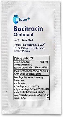 Miniatura 3 de Globe First Aid Bacitracin Zinc Ungüento - Crema para cortar, raspar y quemar - Tratamiento antibiótico de primeros auxilios - 2 cajas de 144