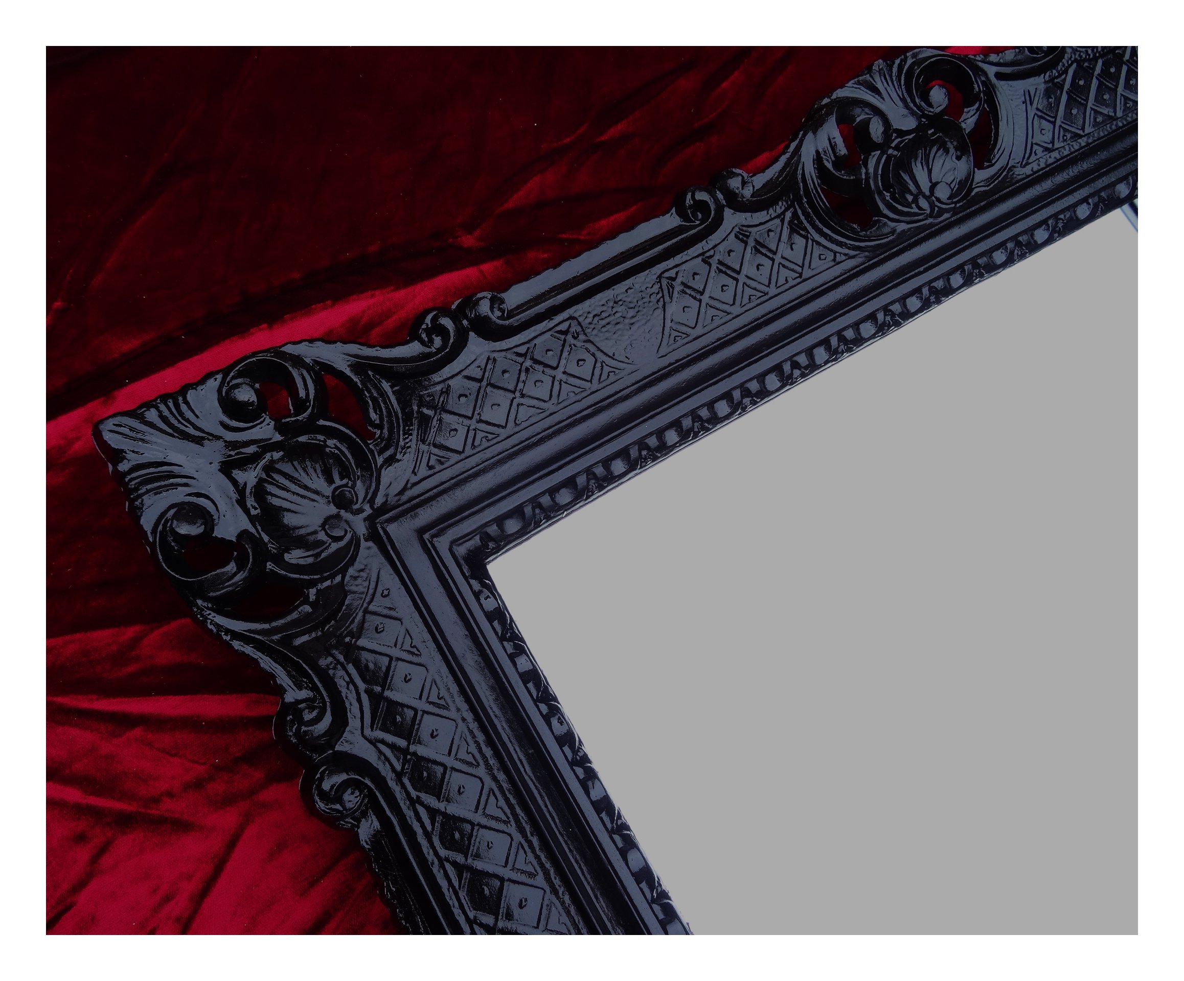 Specchio da parete barocco, cornice nera, stile retrò, barocco, shabby chic, con ornamenti di lusso