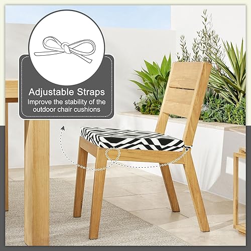 Miniatura 5 de Cozyide Cojines para sillas de exterior, cojines de asiento de patio impermeables con correas ajustables, cojines cuadrados para sillas de patio