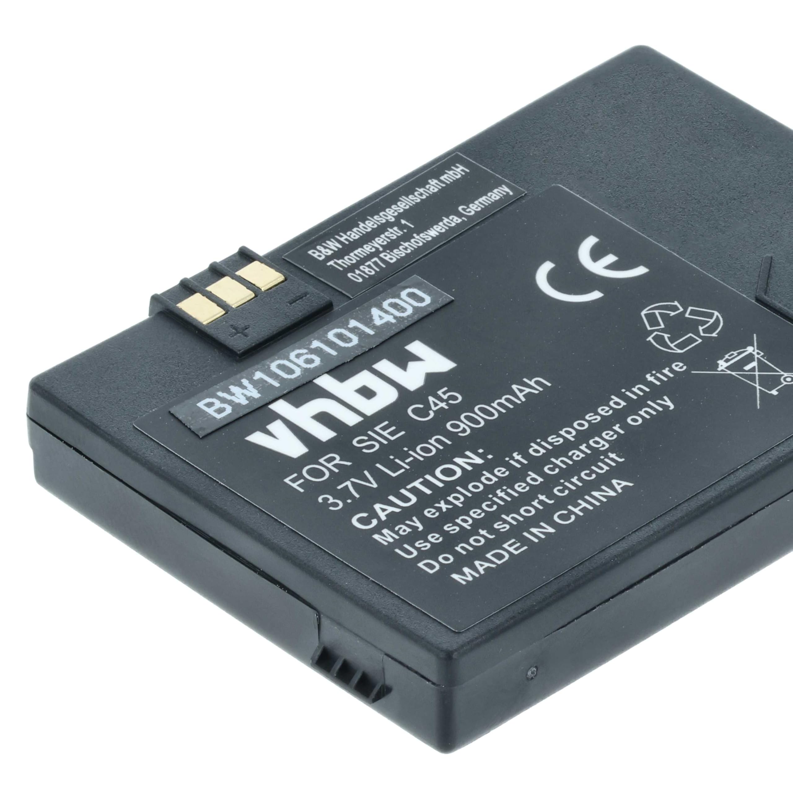 vhbw Akumulator kompatybilny z Siemens MT50 | C45i, C45, M50, A50 telefon komórkowy smartfon (900 mAh, 3,7 V, litowo-jonowy)