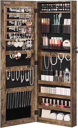 Miniatura 9 de SONGMICS Joyero colgante regalos de Navidad gabinete montado en la pared de 425 pulgadas de alto con luces interiores LED organizador de joyas