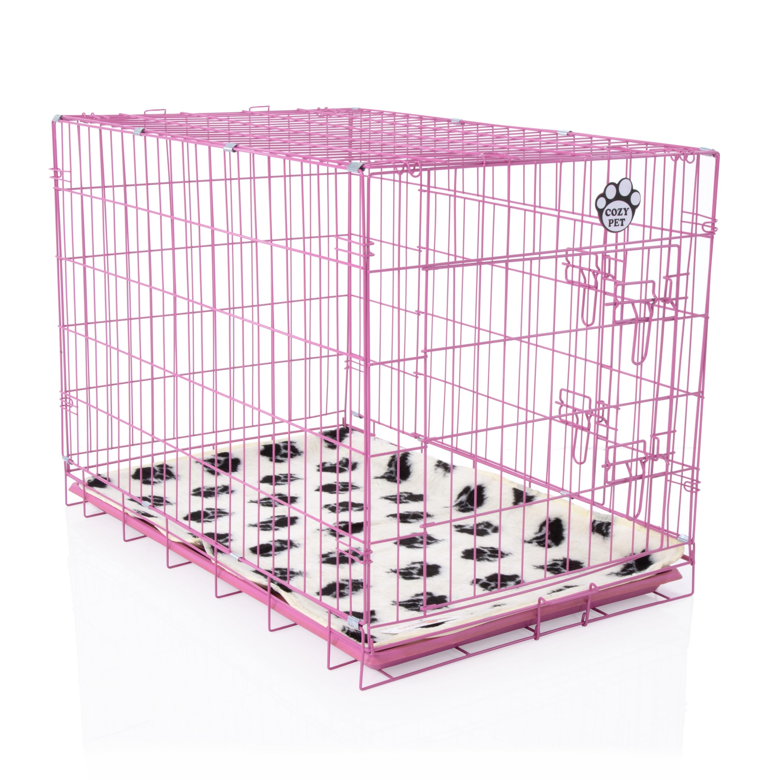 Cozy Pet Dog Cage 36" Pink (92cm) Inc Vet Bed ABS Tray Folding Puppy Crate Cat Carrier Dog Crate DCP36P + VB36C