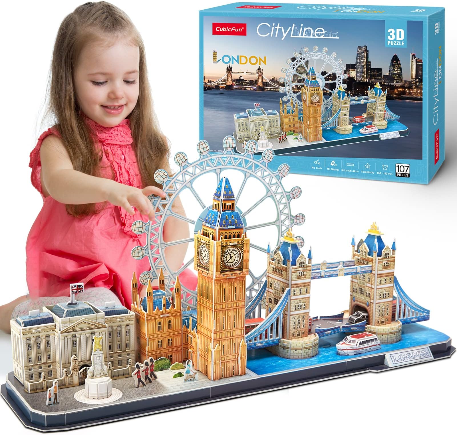 CubicFun 3D Puzzles for Kids Ages 8-10 - London City STEM Projects Arts Crafts for Girls Ages 8-12 - 3D Puzzle Birthday Gifts for 8 Year Old Girls