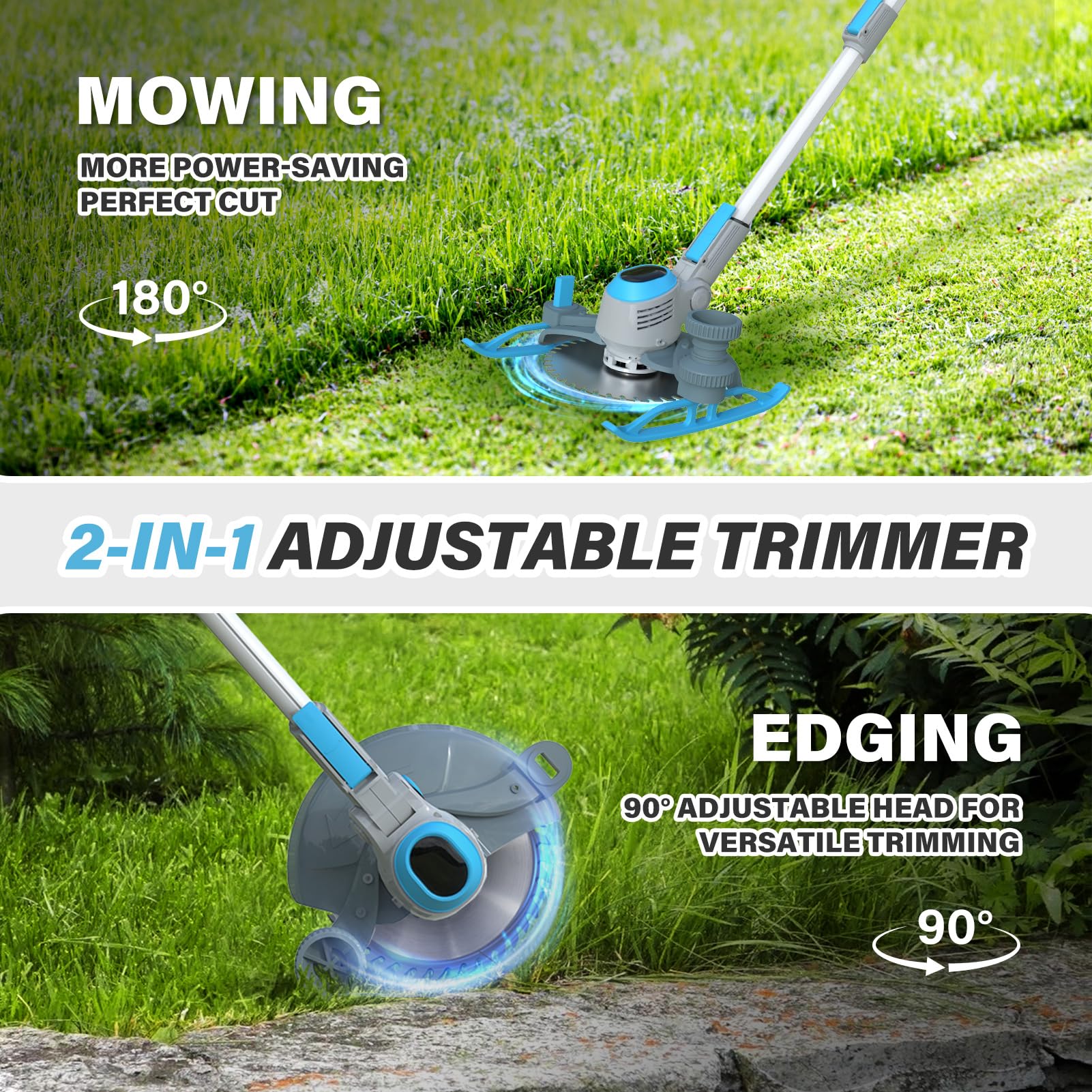 Rasentrimmer mit Akku für Makita Akkus, 2 in 1 Rasentrimmer/Kantenschneider
