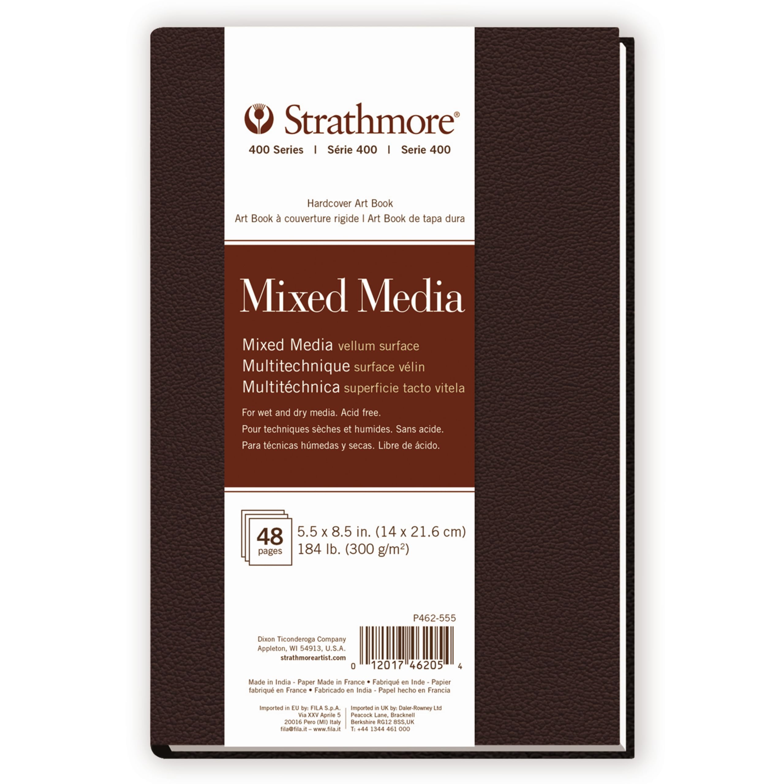 400 Series Mixed Media Paper Art Book, Matte Brown Cover, Natural White, Hardbound, 24 Sh…
