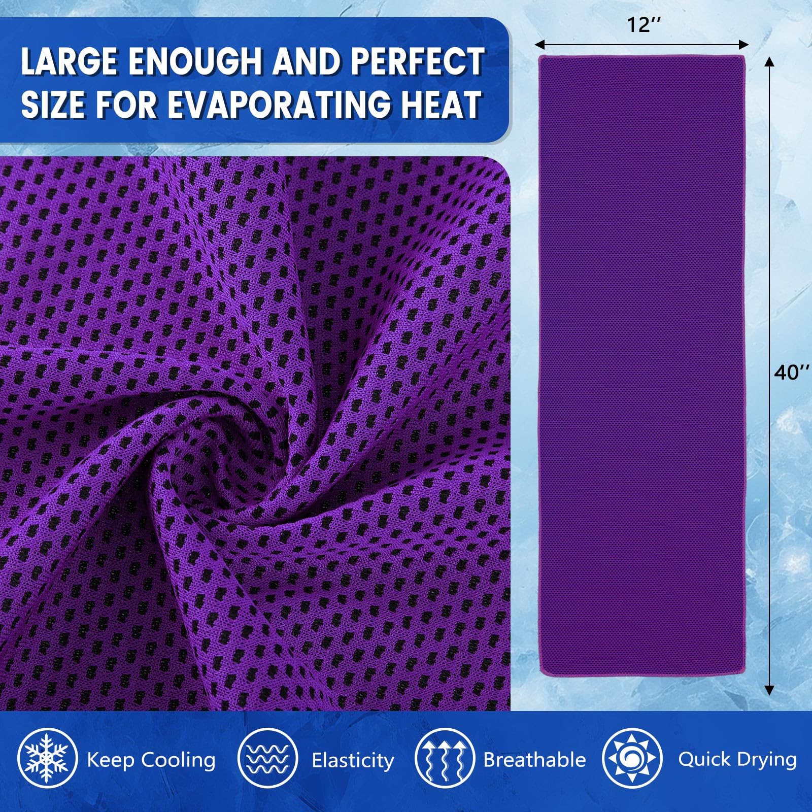 Hosuly Confezione da 100 asciugamani rinfrescanti, 101,6 x 30,5 cm, per collo e viso, traspiranti, morbidi, in microfibra, per sport, palestra, yoga, golf, corsa (viola)
