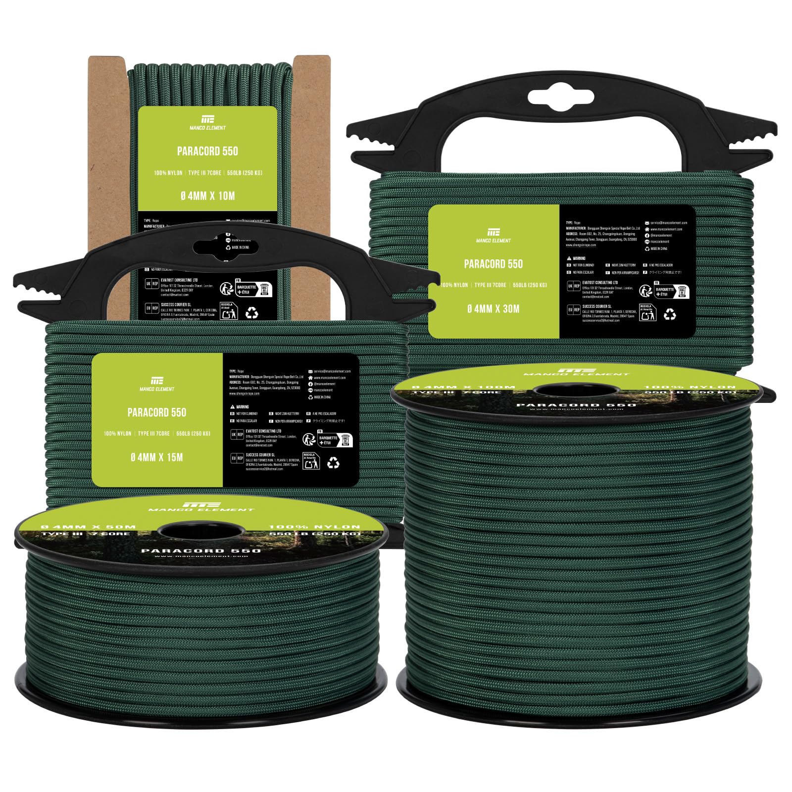 Manco Element 550 Paracord 4mm x 30m Cord Type III 7 Strands Rope