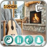 Snowfall & Fireplace TV - Cozy Ambience with a Time & Forecast